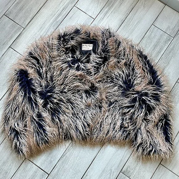 Free People Ombre All Night Faux Fur Jacket - NEW - Picture 3 of 14